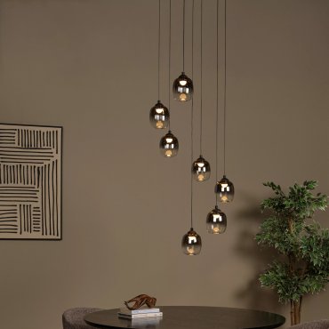 Lucide Tamino - lampe suspendue - Ø 52 x 186 cm - 7 x 7W LED dimmable inclus - noir