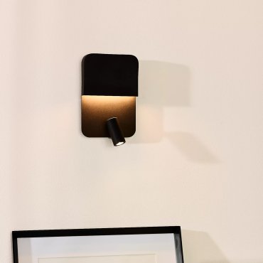 Lucide Boxer - applique murale avec port USB et interrupteur - 13 x 10 x 24 cm - 5W + 3W LED inclus - noir