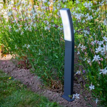 Lutec Kira - lampe de jardin - 12 x 11,4 x 74 cm - 17,3W LED inclus - IP54 - gris foncé - blanc