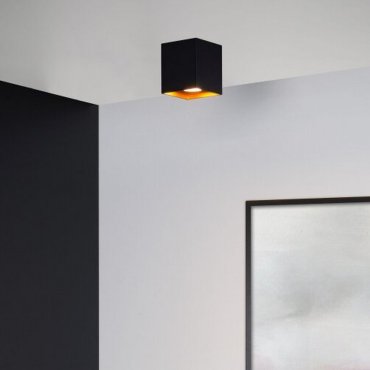 Lucide Bido - spot en saillie - 8,3 x 8,3 x 9,5 cm - noir et laiton