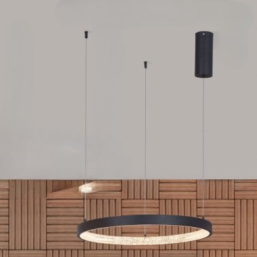 Nova Luce Preston - lampe suspendue - Ø 40 x 120 cm - 25W LED dimmable inclus - sand black