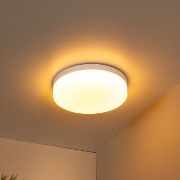 Lucide Biskit - plafonnier avec détecteur de mouvement - Ø 34,5 x 7,5 cm - 24W LED inclus - IP44 - blanc