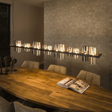 Vico Cylinder Mixed Glass - lampe suspendue - 190 x 20 x 150 cm - noir
