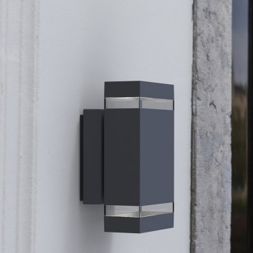 Lutec Focus - applique murale extérieure - 11 x 11 x 23 cm - 7,6W LED inclus - IP44 - gris foncé