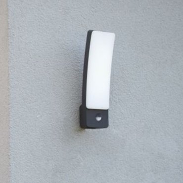 Lutec Kira - Applique d'extérieur avec détecteur de mouvement - 11 x 8,3 x 31,1 cm - 18W LED inclus - IP54 - gris foncé - blanc