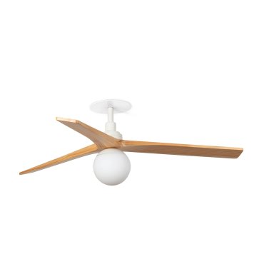 Faro Klim M - ventilateur de plafond avec lumière et rosace encastrée - Ø 125 cm - blanc mat et pin