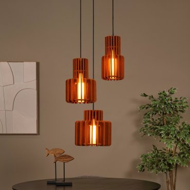 Lucide Rollo - lampe suspendue - Ø 50 x 150 cm - terre cuite