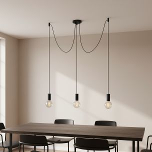 Roi Du Luminaire E27 Suspension Tubes - lampe suspendue - Ø 4,2 x 209,5 cm - noir