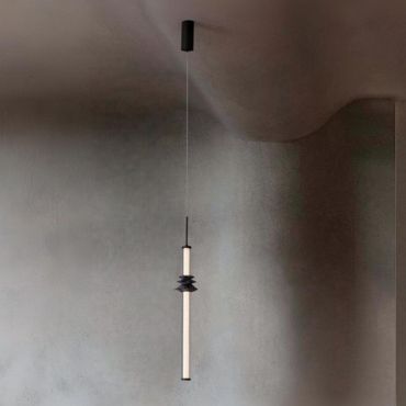 Nova Luce Stalactite - lampe suspendue - Ø 8 x 180 cm - 8W dimmable LED inclus - noir sablé