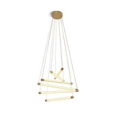 ONE Light Barres lumineuses - lampe suspendue - Ø 63,5 x 150 cm - 65W LED inclus - laiton brossé