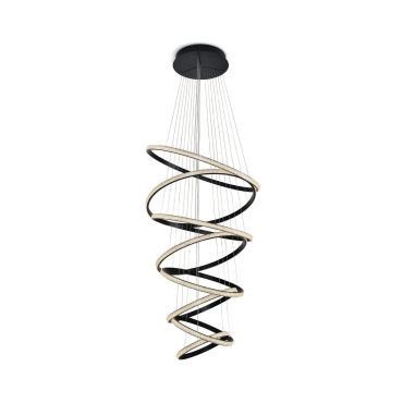 ONE Light Crystal Swirl - lampe suspendue - Ø 80 x 250 cm - 150W LED inclus - noir