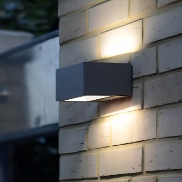 Lutec Gemini - Applique d'extérieur - 14 x 9 x 6 cm - 10,5W LED inclus - IP54 - gris foncé - blanc