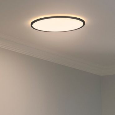 Nordlux Oja - plafonnier de salle de bains - Ø 42,4 x 2,3 cm - 3 niveaux Moodmaker Fonction SceneSelect (3000K-4000K) - 19W LED inclus - IP54 - noir