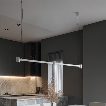 VK Lighting Iris - lampe suspendue - 103,9 x 165 cm - 3x 5W dimmable LED inclus - blanc et noir