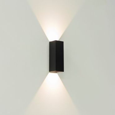 Artdelight Vegas - applique murale - 5 x 5 x 15 cm - 2 x 1,5W LED inclus - IP65 - noir