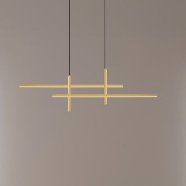 Nova Luce Antama - lampe suspendue - 120 x 150 x 5 cm - 43W dimmable LED inclus - noir sablé et or