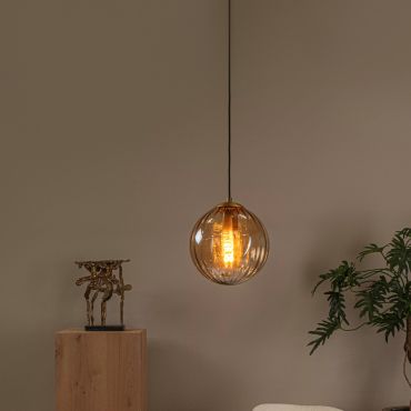 Lucide Monsaraz - lampe suspendue - Ø 25 x 161 cm - ambre