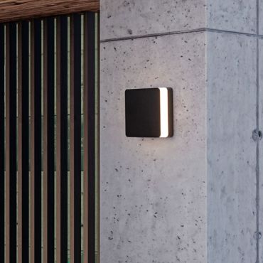 Nova Luce Oono - applique murale extérieure - 13,5 x 13,5 x 5 cm - 11W LED inclus - IP65 - anthracite foncé