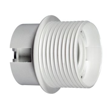 VK Lighting - douille E27 - plastique - avec filetage &amp; bride - Ø 4,0 x 4,5 cm - blanc