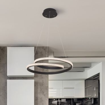 Nova Luce Grania - lampe suspendue - Ø 55 x 120 cm - 25W LED dimmable inclus - noir sable