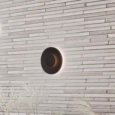 Nova Luce Cico - applique murale extérieure - Ø 24 x 4,8 cm - 12W LED inclus - IP65 - noir sablé