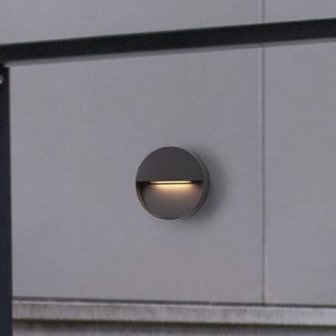 Nova Luce Arne - applique murale extérieure - Ø 12 x 2,9 cm - 2W LED inclus - IP54 - anthracite foncé