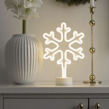 Konstsmide lumières de Noël - flocon de neige néon alimenté par piles - 21,5 x 10 x 31 cm - blanc