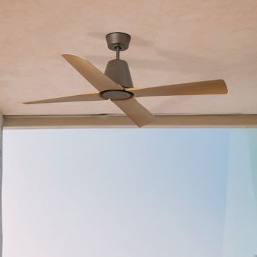 Faro Typhoon M - ventilateur de plafond avec télécommande - Ø 127 cm - IP44 - marron et érable