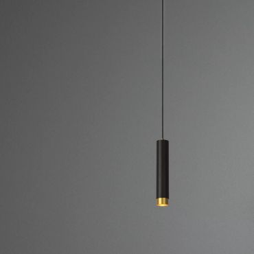 Lucide Floris - lampe suspendue - Ø 5,9 x 182 cm - noir et laiton