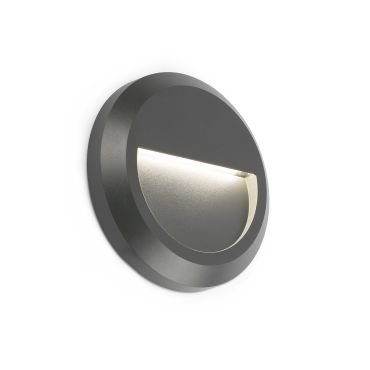 Faro Grant - applique murale - Ø 15 x 2,5 cm - 1W LED inclus - IP65 - gris foncé