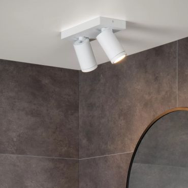 Lucide Taylor - spot en saillie 2L - 24 x 10 x 12,5 cm - 2 x 5W LED dimmable inclus - dim to warm - IP44 - blanc
