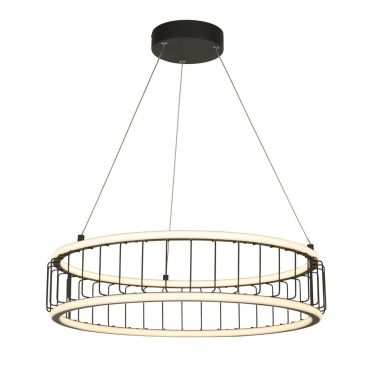 Searchlight Circolo - lampe suspendue - Ø 58 x 150 cm - 3 niveaux de gradation - 47W LED inclus - noir et blanc