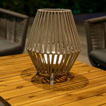 New Garden Conta 30 - lampadaire/table d'extérieur avec source lumineuse rechargeable et télécommande - 9W LED inclus - Ø 25,5 x 32,5 cm - IP54 - gris
