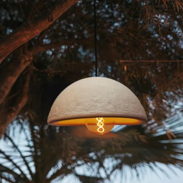 New Garden Luna 40 - lampe suspendue à batterie rechargeable avec télécommande - Ø 38,6 x 22 cm - IP54 - beige
