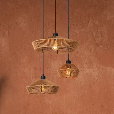 Lucide Yunkai - lampe suspendue - Ø 60 x 145 cm - bois