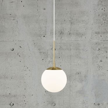 Nordlux Grant - lampe suspendue - Ø 15 x 229 cm - laiton et blanc opale