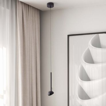 Nova Luce Ola - lampe suspendue - Ø 8 x 145 cm - 4W LED inclus - noir sablé