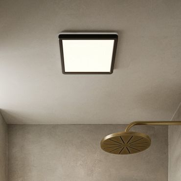 Nordlux Oja - plafonnier de salle de bains - 29,4 x 29,4 x 2,3 cm - 3 étapes Moodmaker Fonction SceneSelect - 14,5W LED inclus - IP54 - noir