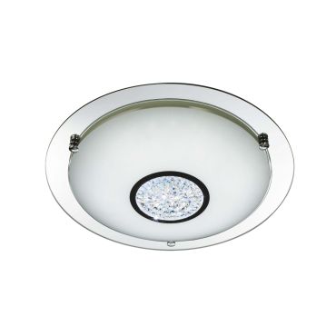Searchlight Bathroom - plafonnier de salle de bains - Ø 42 x 9 cm - 18W LED inclus - IP44 - chrome