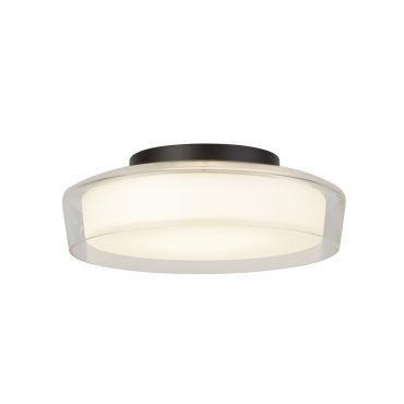 Searchlight Puck - plafonnier - Ø 30 x 10 cm - 14W LED dimmable inclus - IP44 - noir et transparent