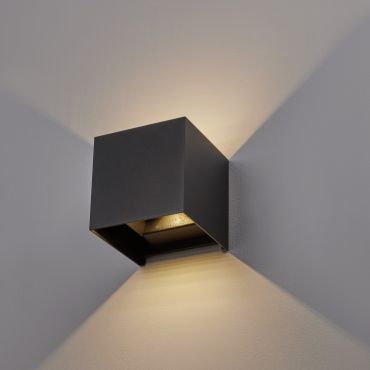 Nova Luce Epic - applique murale extérieure - 15 x 15 x 15 cm -  2x 10W LED inclus - IP54 - anthracite foncé