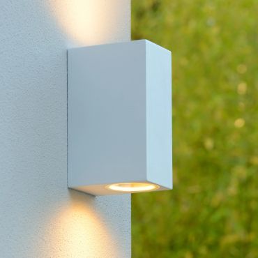 Lucide Zora 2 - applique murale extérieure - 6,5 x 9 x 15 cm - 2 x 5W LED dimmable inclus - IP44 - blanc