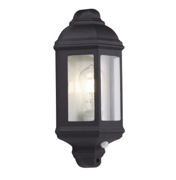 Searchlight Maine - lampe murale extérieure avec capteur PIR - 17 x 36 cm - IP44 - noir