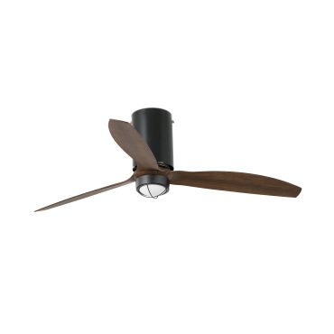 Faro Mini Tube - ventilateur de plafond avec lumière et télécommande - Ø 128 cm - 17W LED inclus - brun foncé et noir mat