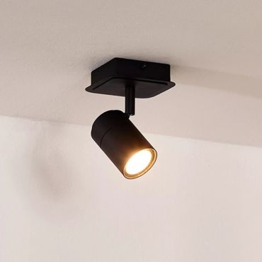 Lucide Lennert - spot en saillie 1L - 10 x 10 x 12,5 cm - 5W LED dimmable inclus - IP44 - noir