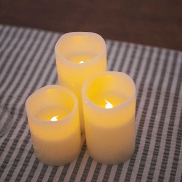 New Garden Dolo - ensemble de 3 bougies LED avec télécommande - Ø 7,3 cm - IP44 - blanc