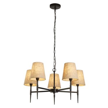 Searchlight Gothic - lustre - Ø 66 x 130 cm - noir et lin naturel
