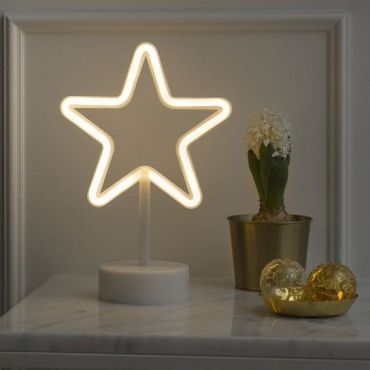 Konstsmide Lumières de Noël - étoile néon à piles - 18,8 x 10 x 28,5 cm - blanc