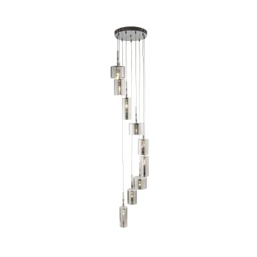 Searchlight Linen - lampe suspendue - Ø 40 x 185 cm - 9 x 7W halogène inclus - chrome