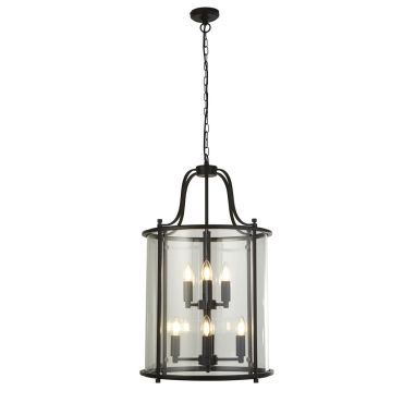 Searchlight Lantern Grande - lampe suspendue - Ø 43 x 150 cm - noir
